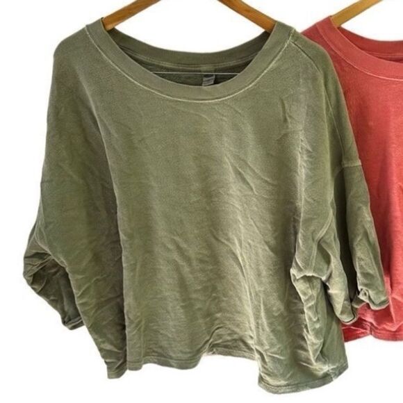 NWOT Old Navy Oversized Garment-Dyed Cali-Fleece Elbow-Sleeve Sweatshirts - Picture 1 of 7